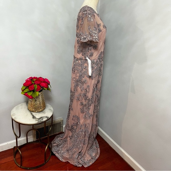 JS COLLECTION Pink Soutache Short Sleeve Full-Length Formal Dress / Gown - NWT - Picture 16 of 17